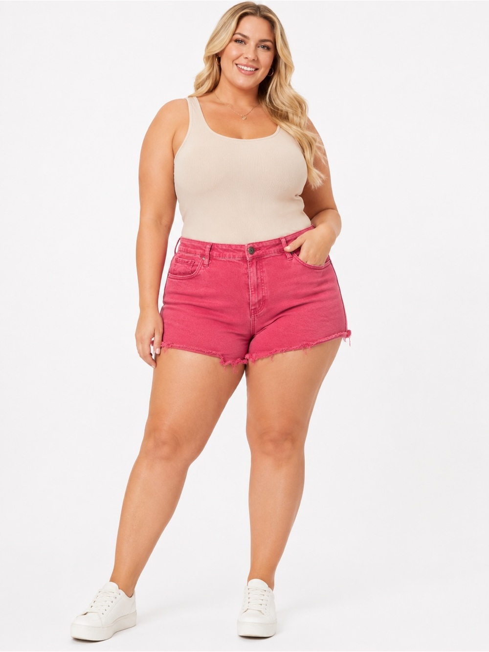 Kut from the Cloth Size 18 Jane Pink High-Rise Denim Shorts - Women's Plus